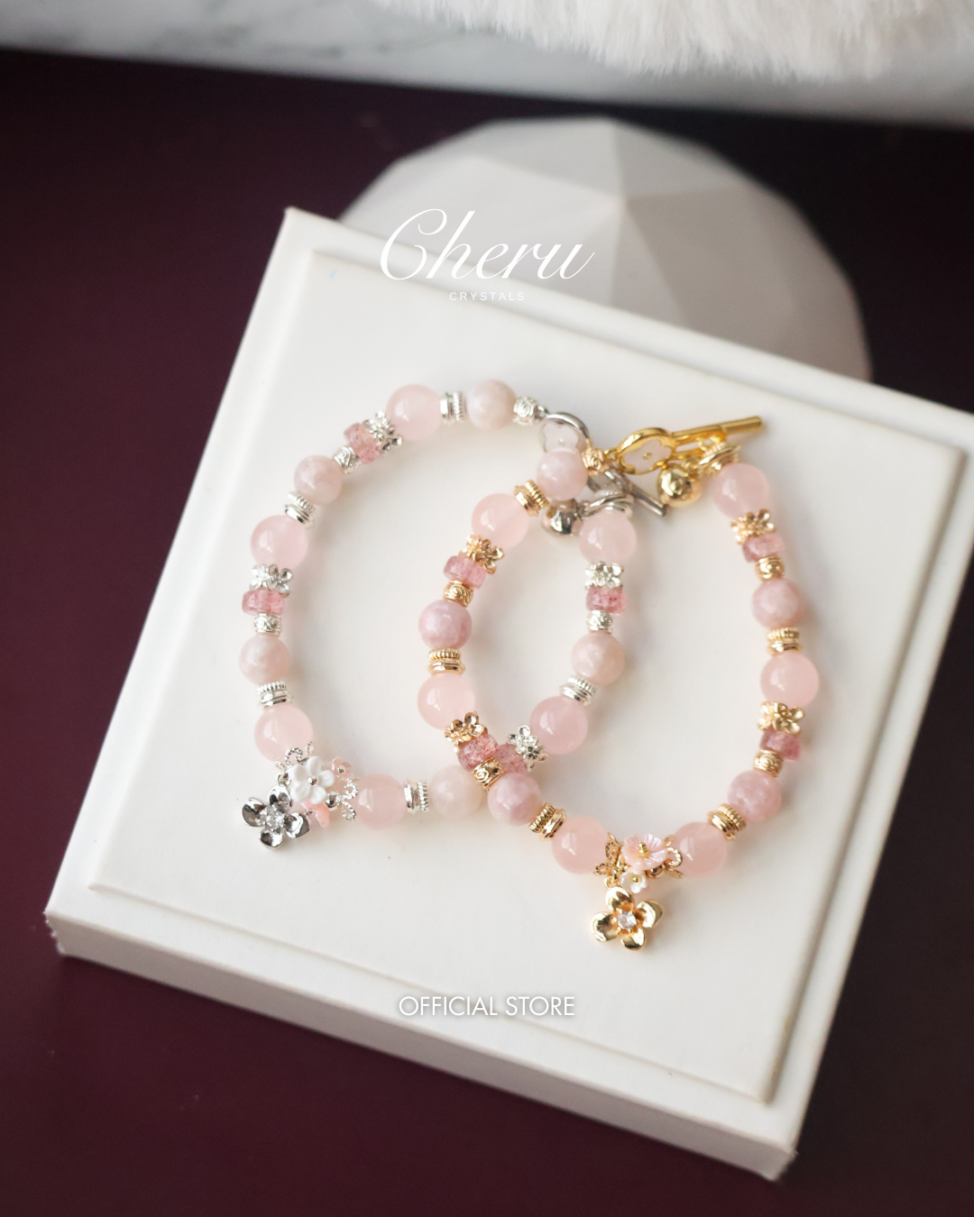 Strawberry Quartz, Pink Purple Emerald Mica & Rose Quartz — Pink Reverie | 8mm (OT Claps, Elastic)