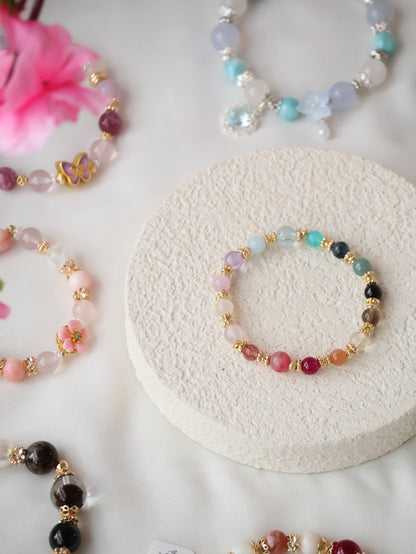 Cheru Customs - Rainbow Duobao 多宝 6mm Natural Crystal Stacker Bracelet 15CM