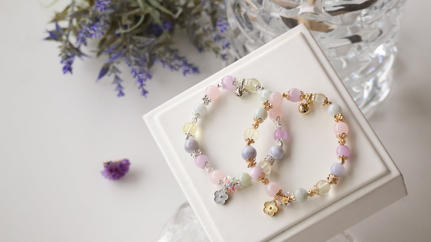 Rose Quartz, Kunzite, Blue Lace Agate, Lemon Quartz, Green Jadeite — Floryn | 8mm (Elastic)