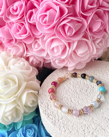 Cheru Customs - Rainbow Duobao 多宝 6mm Natural Crystal Stacker Bracelet 15CM