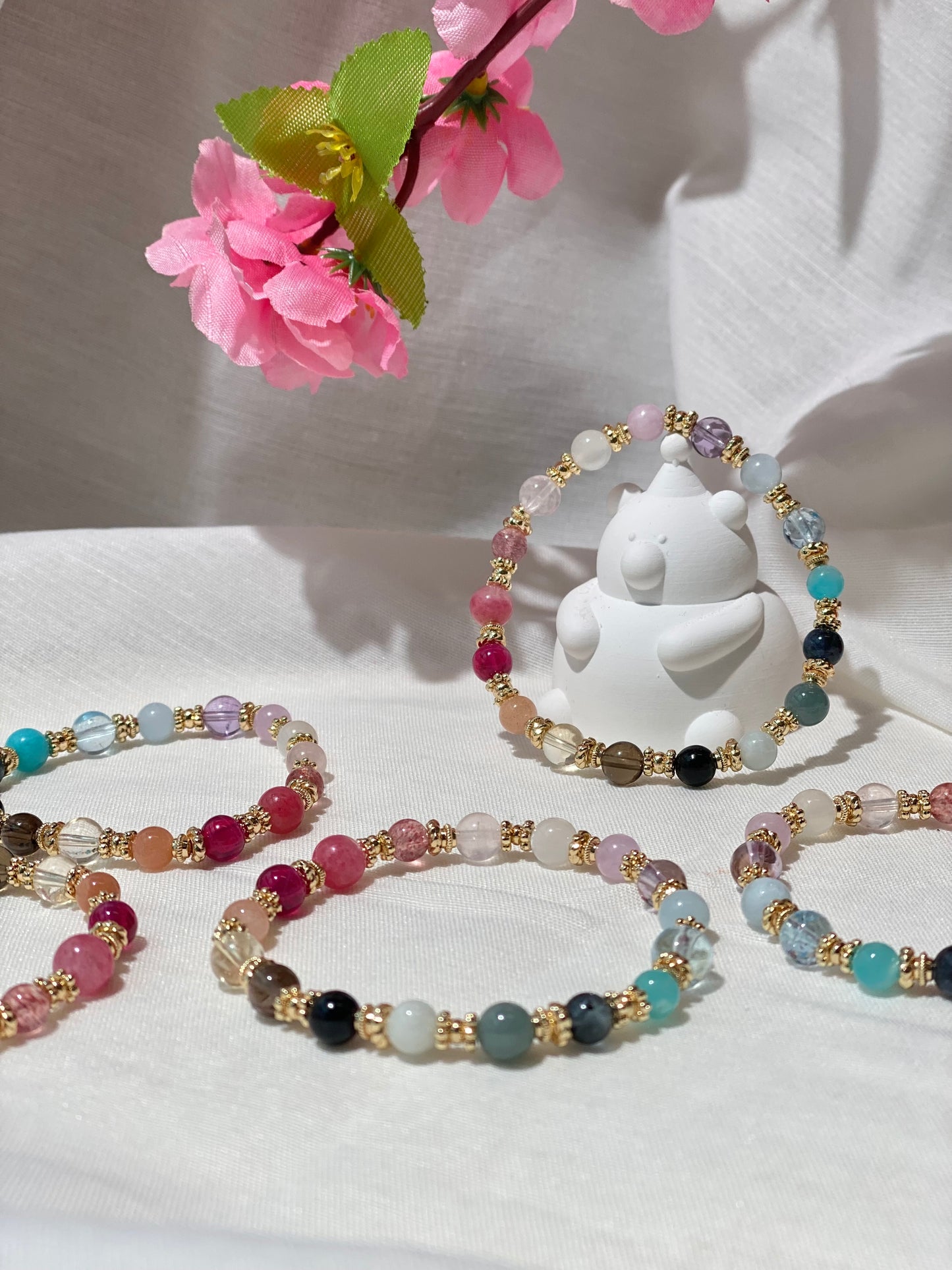 Cheru Customs - Rainbow Duobao 多宝 6mm Natural Crystal Stacker Bracelet 15CM