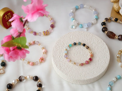 Cheru Customs - Rainbow Duobao 多宝 6mm Natural Crystal Stacker Bracelet 15CM