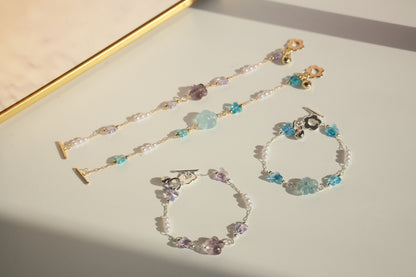 *Instocks* Sakura Flower Chain Natural Crystal Bracelet (OT Clasp)