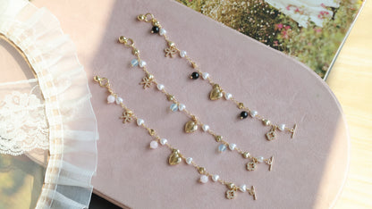 *Instocks* Dangly V2 with Ribbon, Heart Locket & Mini Clover Natural Crystal Bracelet (OT Clasp)