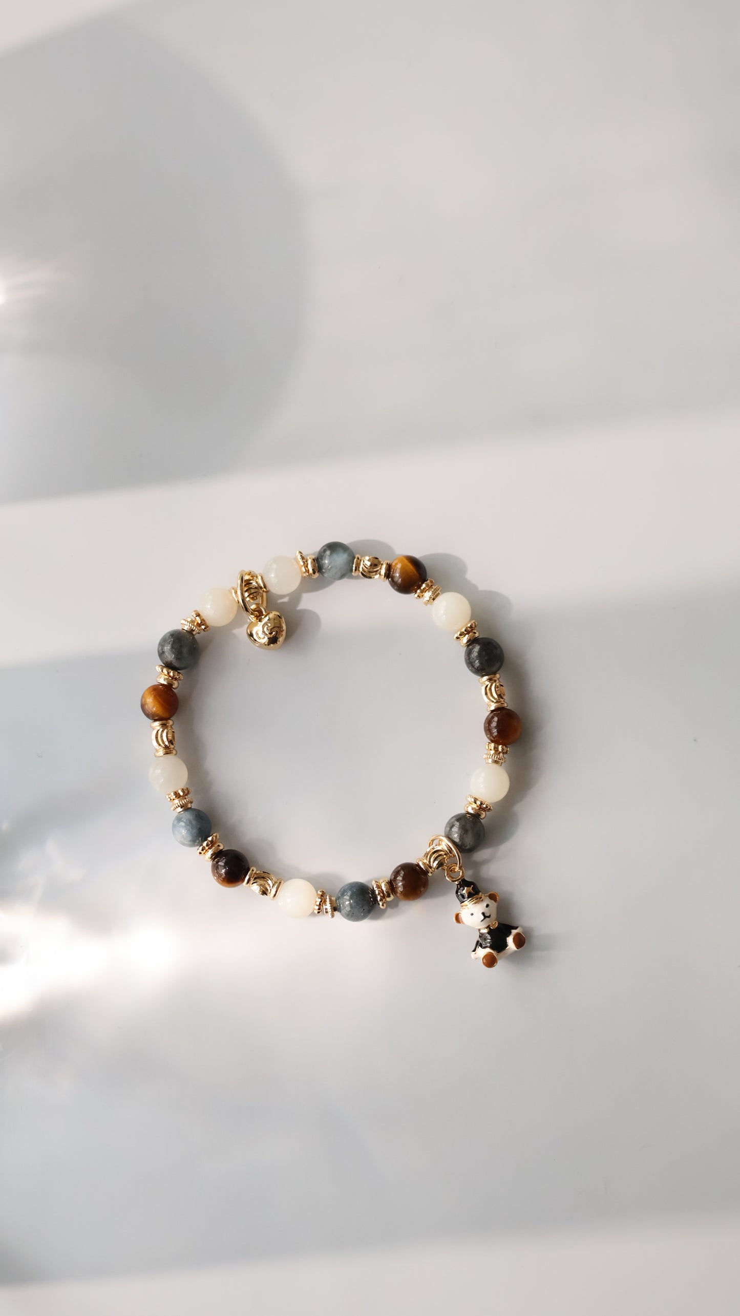 Pietersite, Silver Sheen Obsidian, Devil Blue Aquamarine, Moonstone & Tiger’s Eye Crystal Bracelet — Polo RL | 6mm / 8mm / 10mm (Elastic)