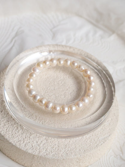 Freshwater Pearls — 8mm Bracelet | (Elastic)