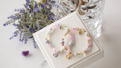 Rose Quartz, Kunzite, Blue Lace Agate, Lemon Quartz, Green Jadeite — Floryn | 8mm (Elastic)