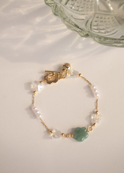 *Instocks* Sakura Flower Chain Natural Crystal Bracelet (OT Clasp)
