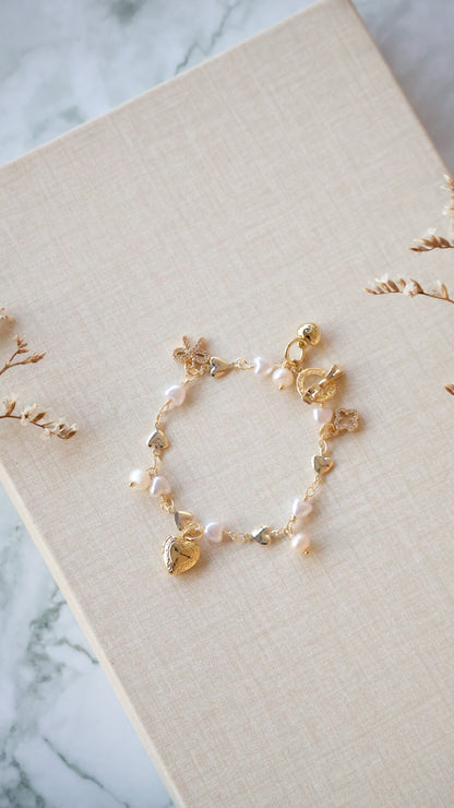 *Instocks* Dangly V2 with Ribbon, Heart Locket & Mini Clover Natural Crystal Bracelet (OT Clasp)