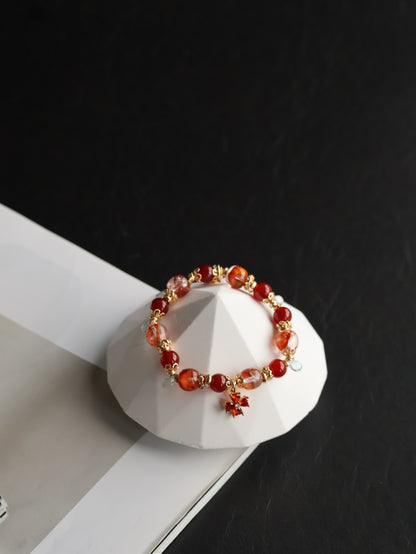 Fire Quartz, Carnelian & Blue Topaz Crystal Bracelet — Xiel Fire | 8mm (Elastic)