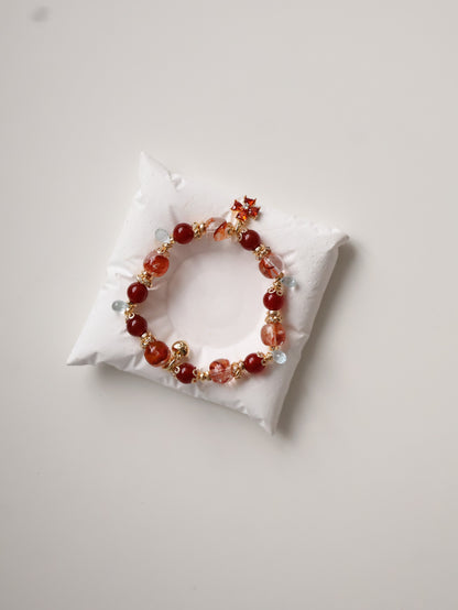 Fire Quartz, Carnelian & Blue Topaz Crystal Bracelet — Xiel Fire | 8mm (Elastic)