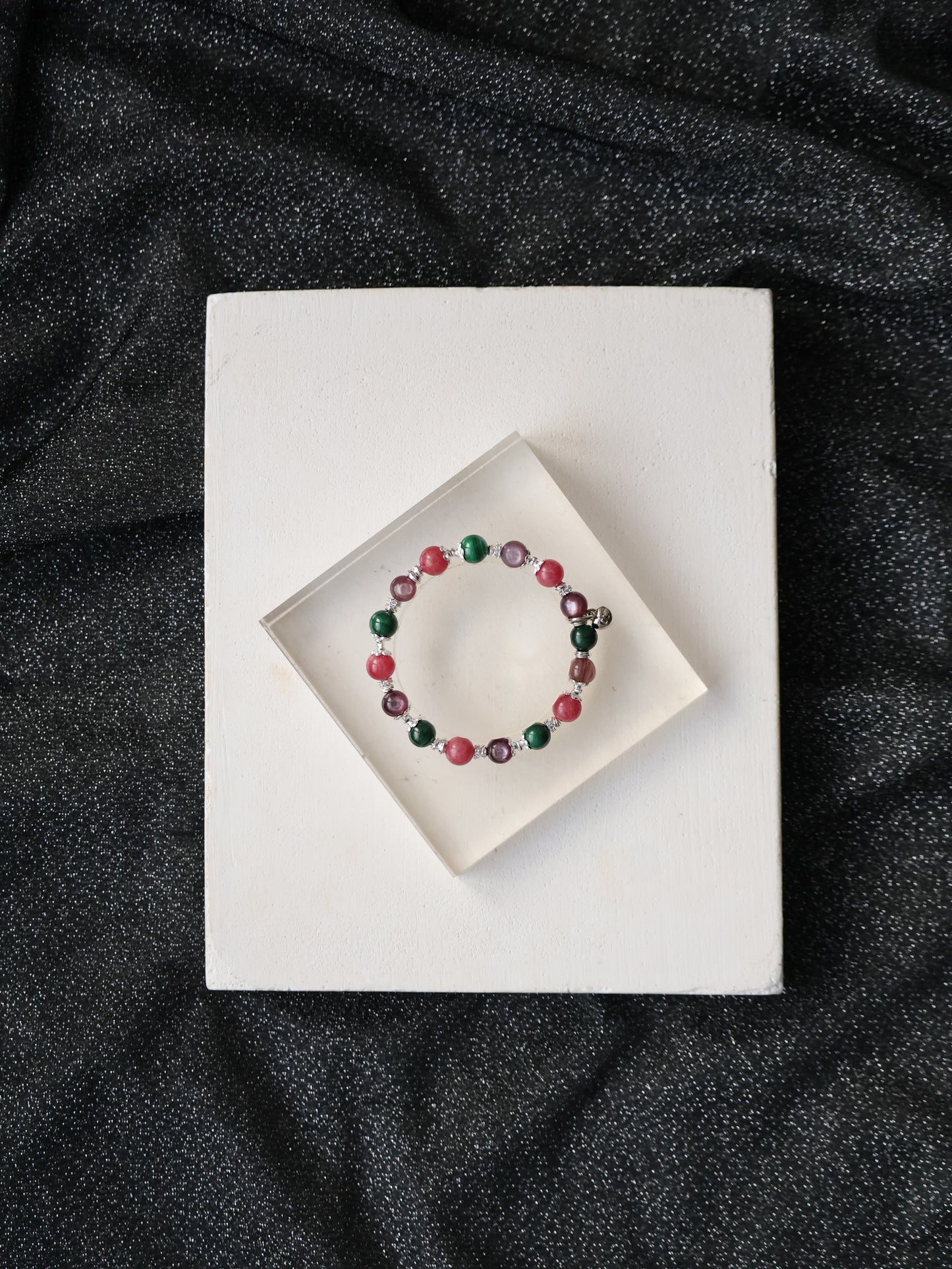 Malachite, Rhodonite, Lepidolite — Scorpio Horoscope Series | 8mm (Elastic)
