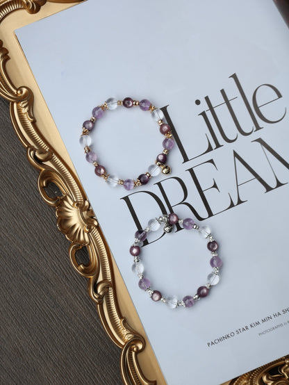Clear Quartz, Lepidolite, Amethyst — Libra Horoscope Series | 8mm (Elastic)