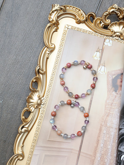 Alashan Agate, Labradorite, Amethyst Crystal Bracelet — Taurus Horoscope Series | 8mm (Elastic)