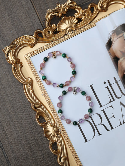 Malachite, Pink Purple Emerald Mica, Amethyst — Capricorn Horoscope Series | 8mm (Elastic)