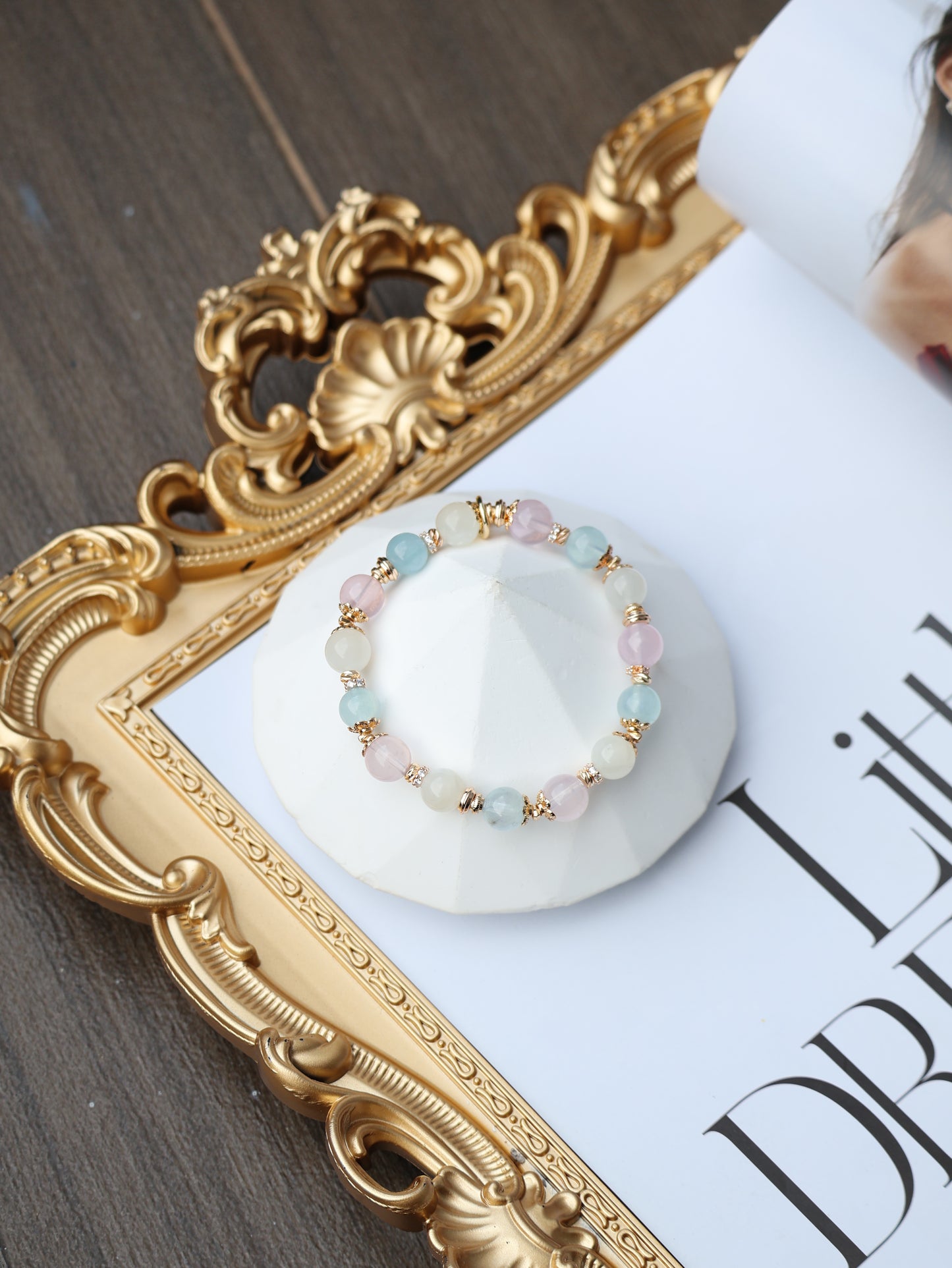 Moonstone, Aquamarine, Rose Quartz — Aries Horoscope Series | 8mm (Elastic)