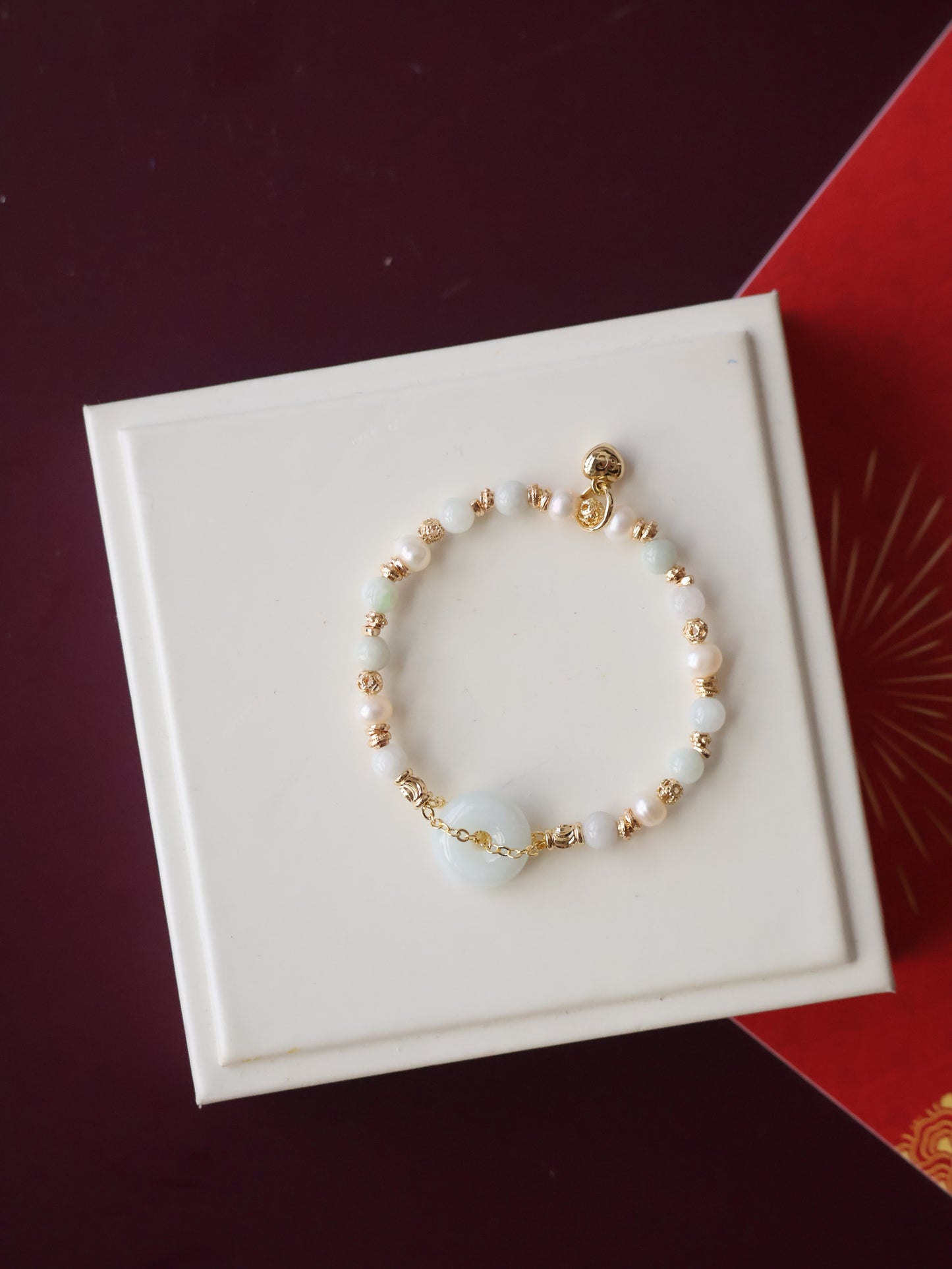 Green Jadeite & Freshwater Pearls — Ping An Kou Stacker | 6mm (Elastic)