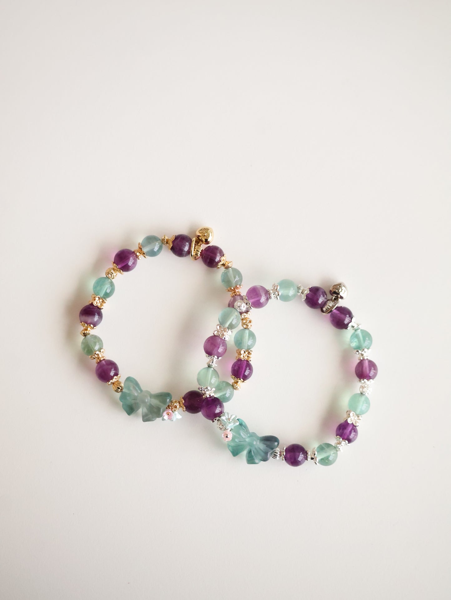 *Instocks* Berri Bow 8mm Blue Fluorite & Purple Fluorite with Blue Fluorite Bow (Elastic)
