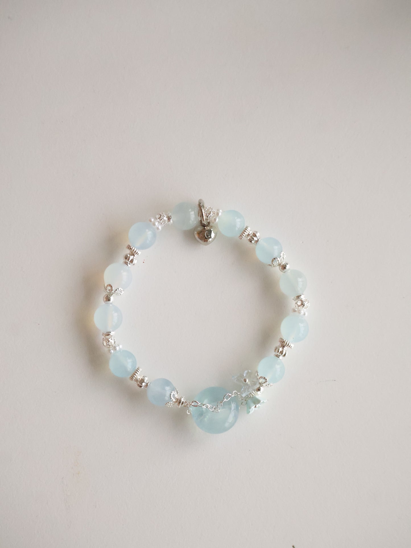 Aquamarine & Rose Quartz Ping An Kou with Bouquet — Erilyn & Annelina | 8mm (Elastic)