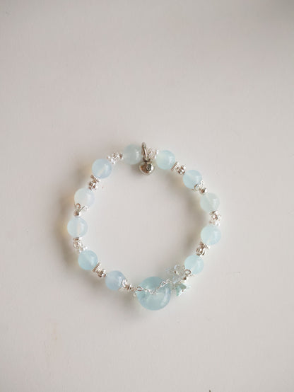 Aquamarine & Rose Quartz Ping An Kou with Bouquet — Erilyn & Annelina | 8mm (Elastic)