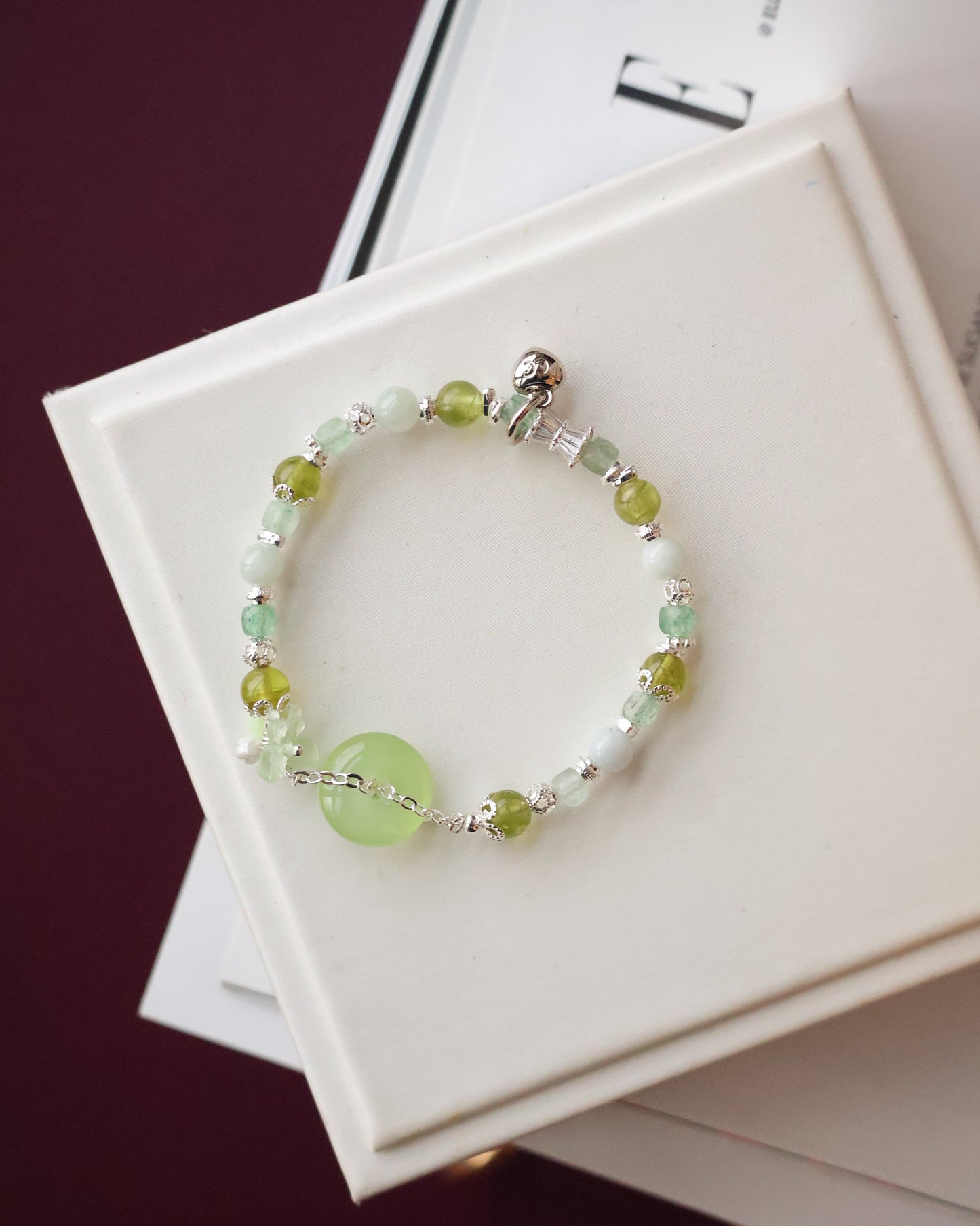 Green Strawberry Quartz, Green Jadeite & Peridot — Everfae Ping An Kou Series | 6mm (Elastic)