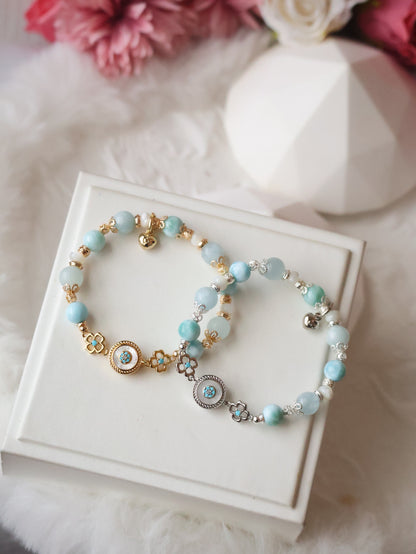*Instocks* Grand Blue 8mm - Larimar, White Conch, Aquamarine (Elastic)