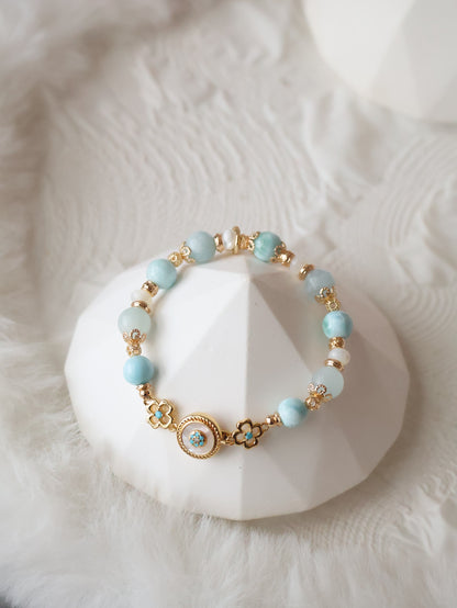 *Instocks* Grand Blue 8mm - Larimar, White Conch, Aquamarine (Elastic)