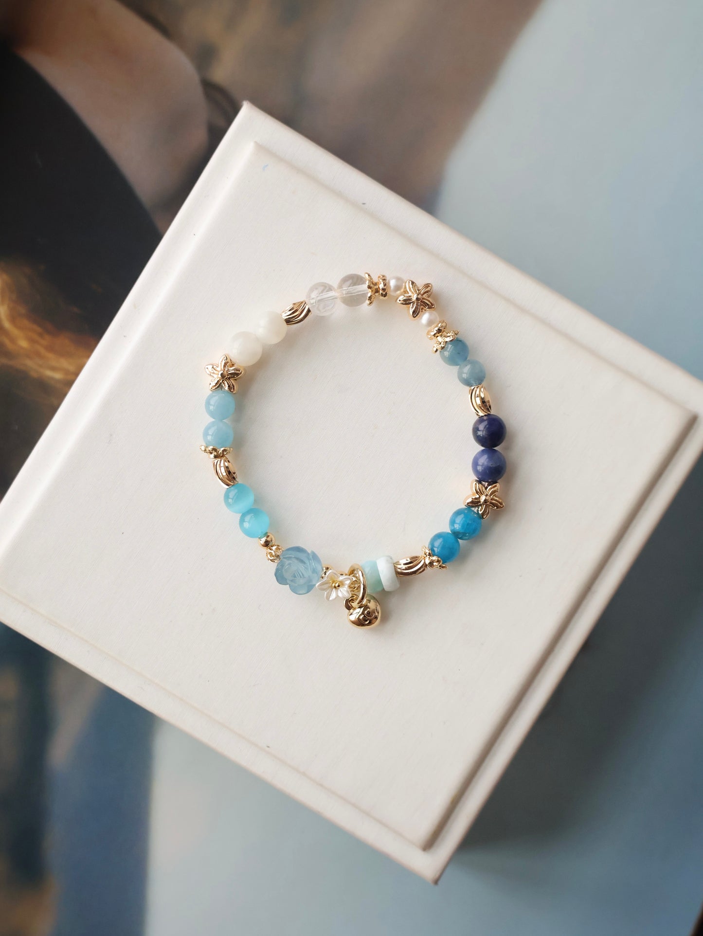 Amethyst, Kunzite, Strawberry Quartz, Rose Quartz, Aquamarine, Larimar, Gold Rutile & Honey Citrine — Mini Rosie Collection | 6mm (Elastic)