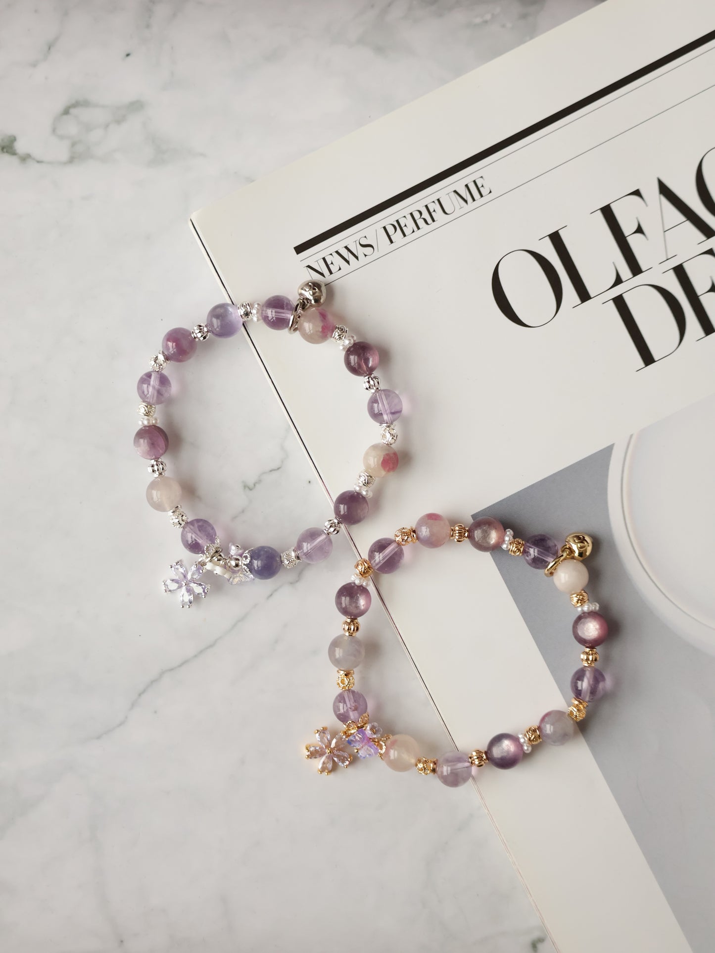 Amethyst, Unicorn Stone & Lepidolite Crystal Bracelet — Twilight Sparkle | 8mm (Elastic)