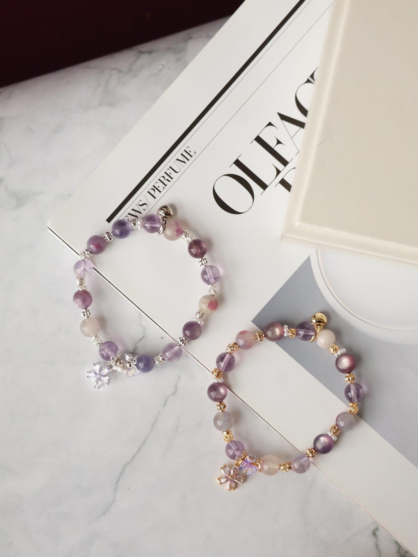 Amethyst, Unicorn Stone & Lepidolite Crystal Bracelet — Twilight Sparkle | 8mm (Elastic)