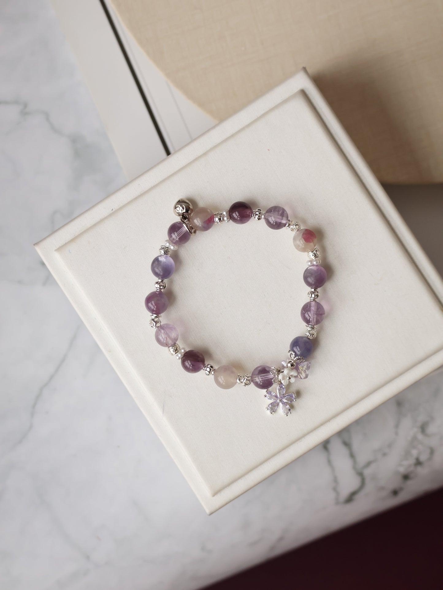 Amethyst, Unicorn Stone & Lepidolite Crystal Bracelet — Twilight Sparkle | 8mm (Elastic)