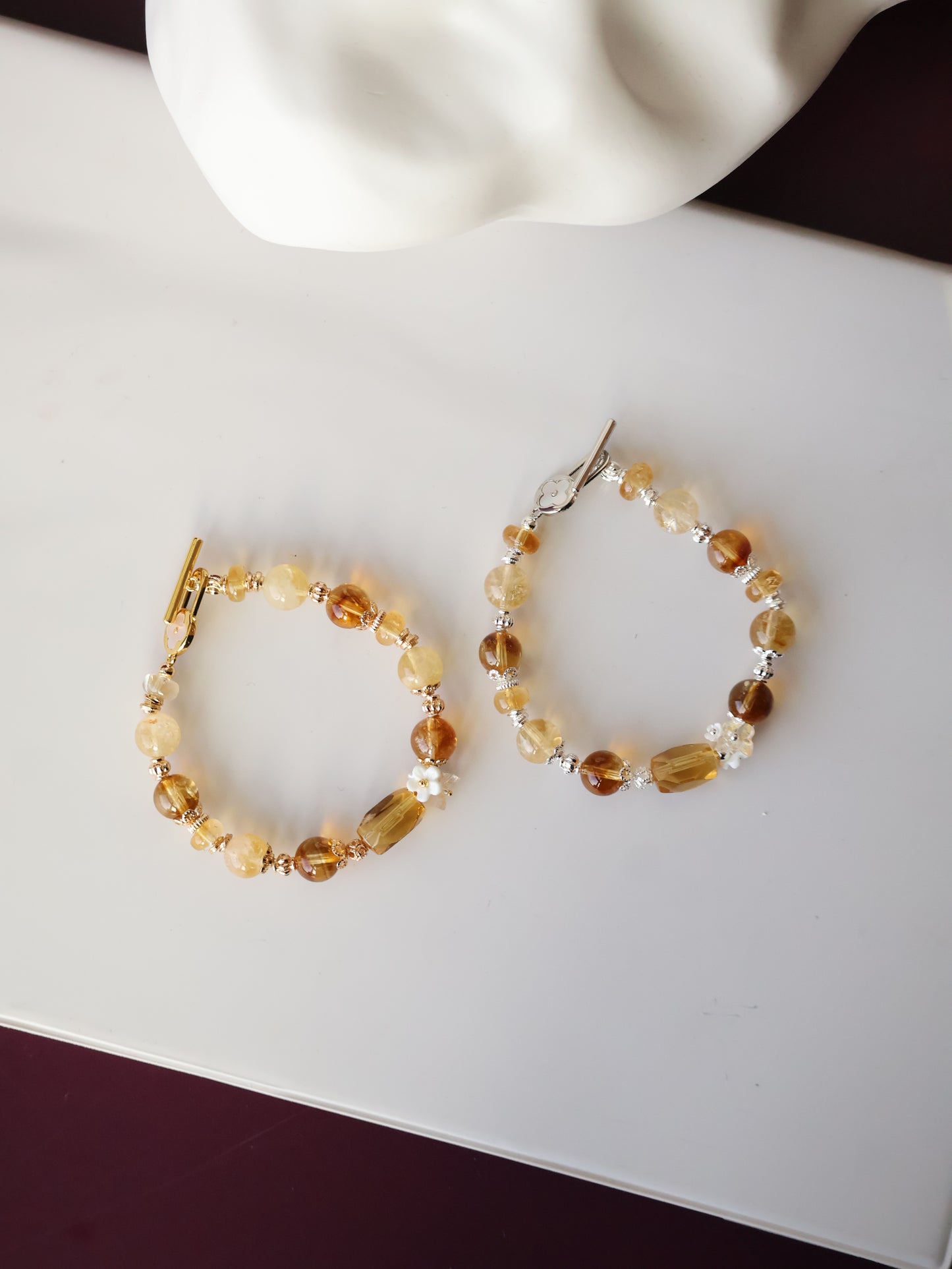 Citrine Crystal Bracelet with Citrine Free Form — Sunelle | 8mm (OT Clasp, Elastic)