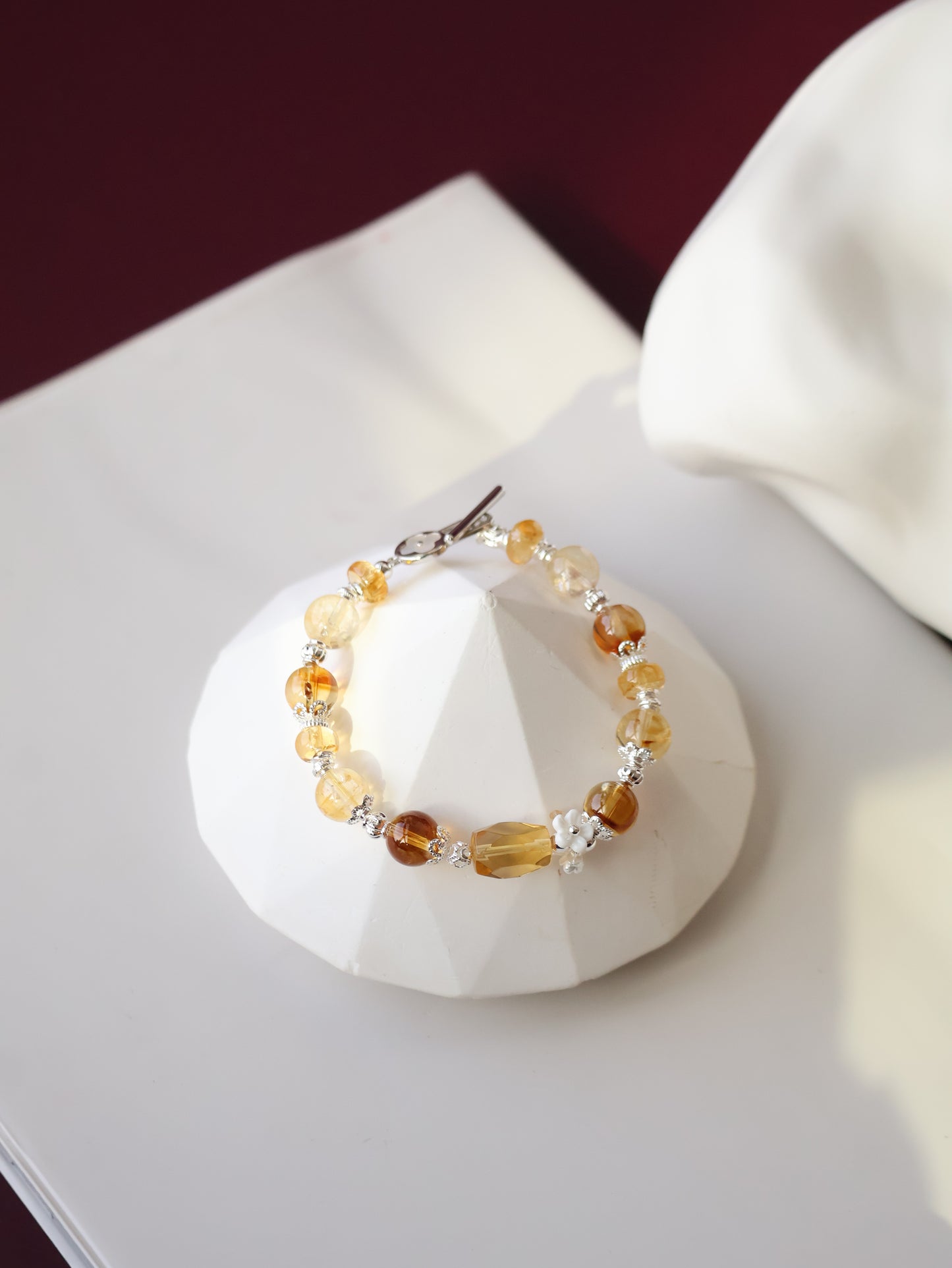 Citrine Crystal Bracelet with Citrine Free Form — Sunelle | 8mm (OT Clasp, Elastic)