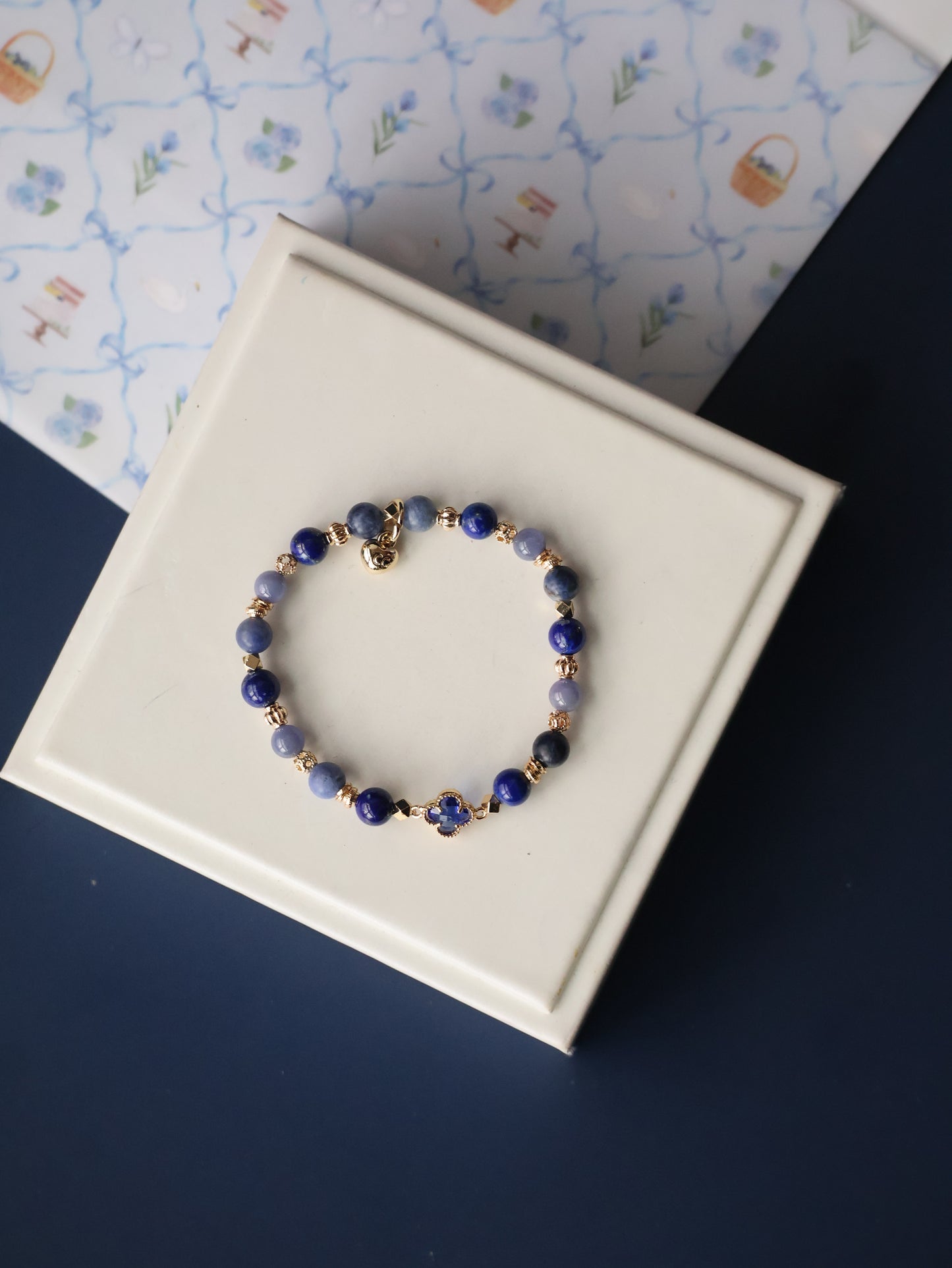 Lapis Lazuli, Rose Quartz & Moonstone Stackers Crystal Bracelet — Clover Alchemy Series 2.0 | 6mm (Elastic)