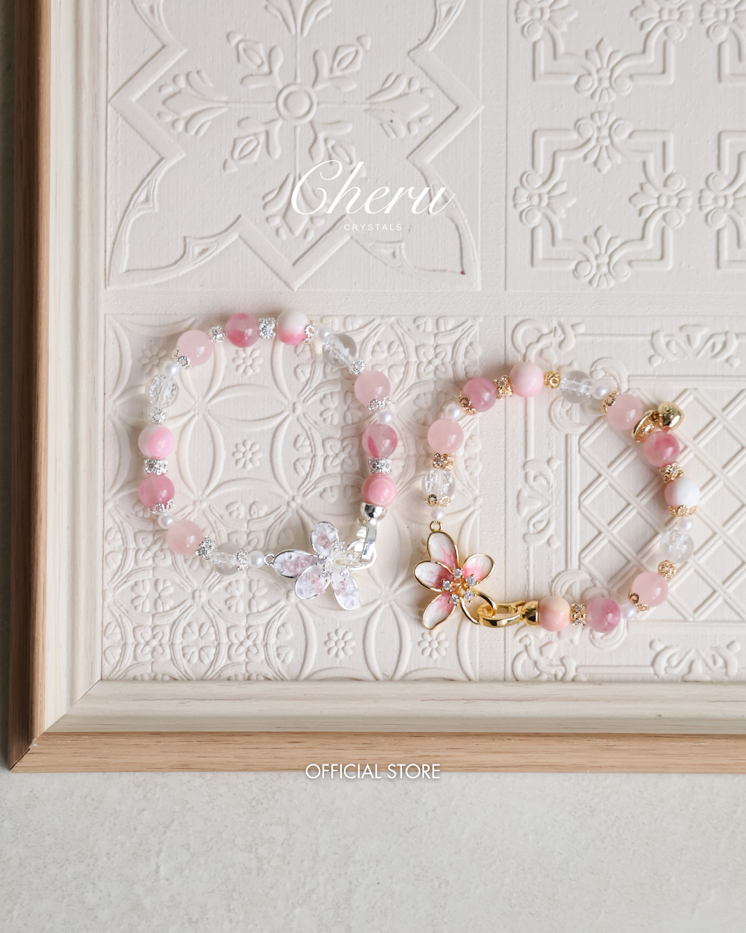 Crackled Clear Quartz, Rose Quartz, Rhodonite & Queen Conch — Plumeria Pink | 8mm (Elastic / OT Clasp)
