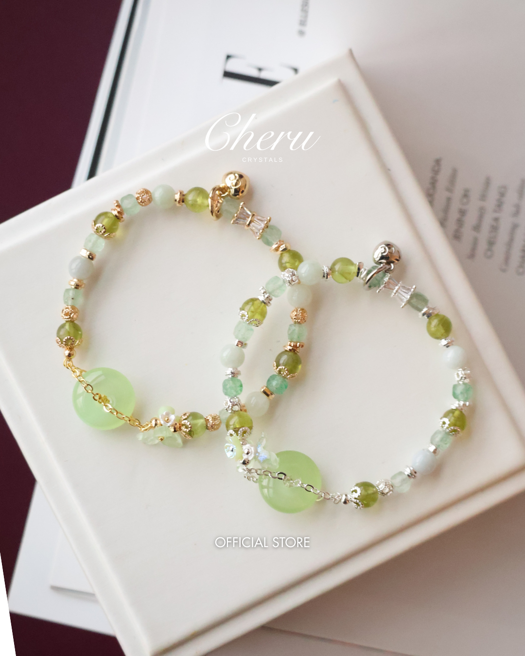 Green Strawberry Quartz, Green Jadeite & Peridot — Everfae Ping An Kou Series | 6mm (Elastic)