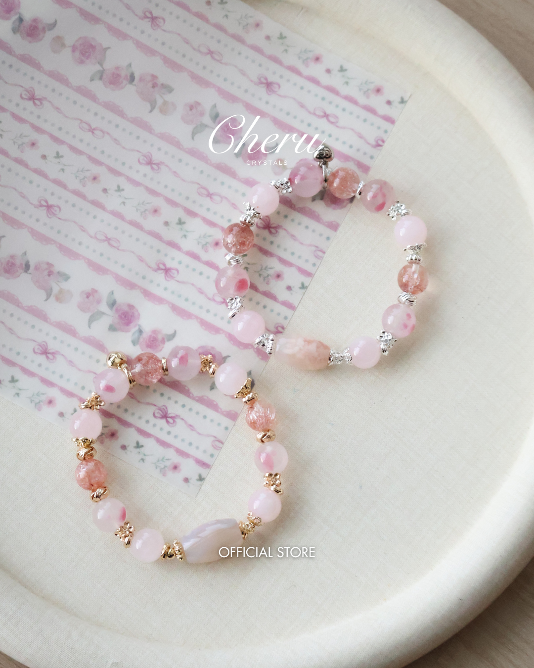 Flower Agate, Rhodonite & Rose Quartz Bracelet — Pink Slushie Inspired Dupe | 10mm (Elastic)