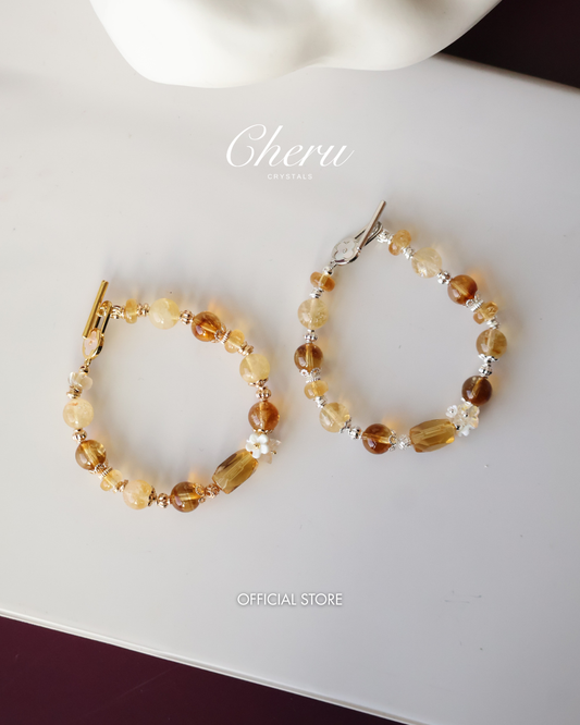 Citrine Crystal Bracelet with Citrine Free Form — Sunelle | 8mm (OT Clasp, Elastic)