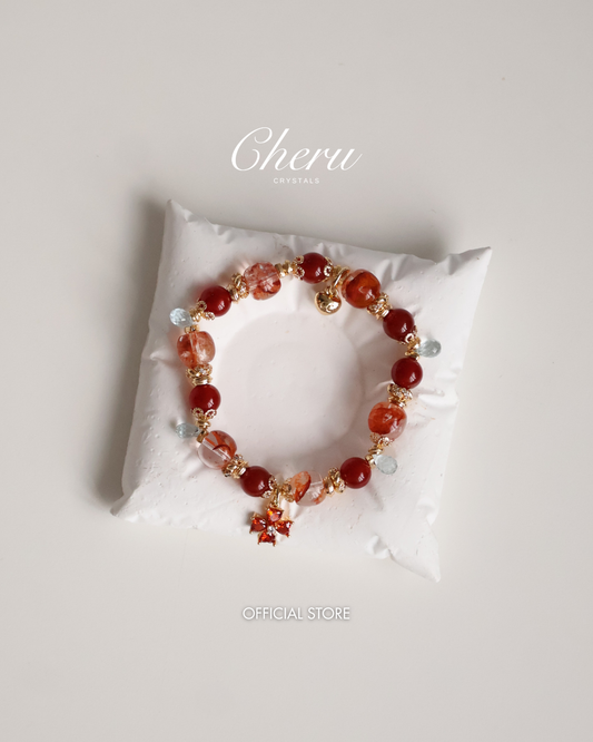 Fire Quartz, Carnelian & Blue Topaz Crystal Bracelet — Xiel Fire | 8mm (Elastic)
